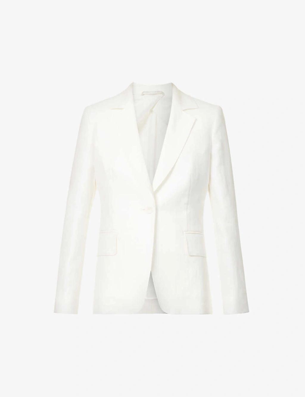 Linen-twill Blazer In White Product Image