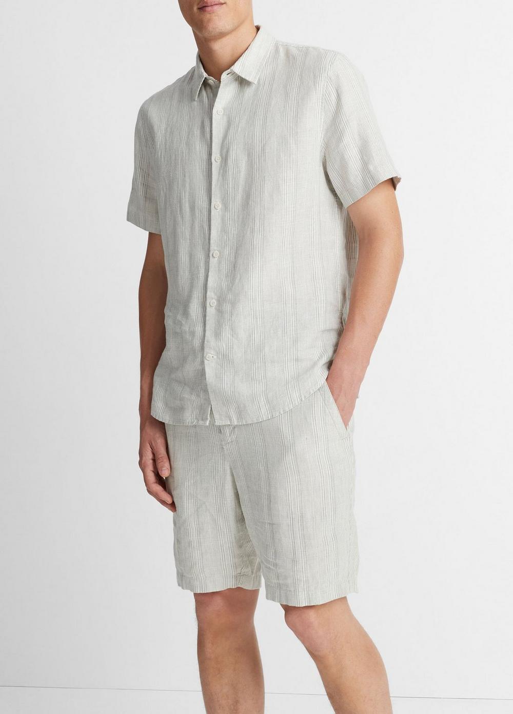 Shadow Stripe Hemp Short-Sleeve Shirt Product Image