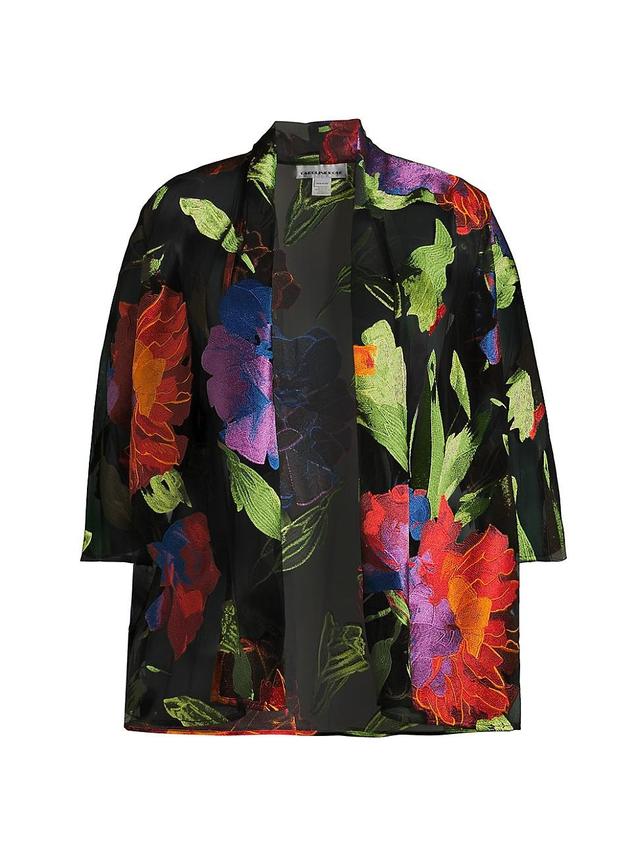 Womens Plus Size Flower Burst Embroidery Swing Cardigan Product Image