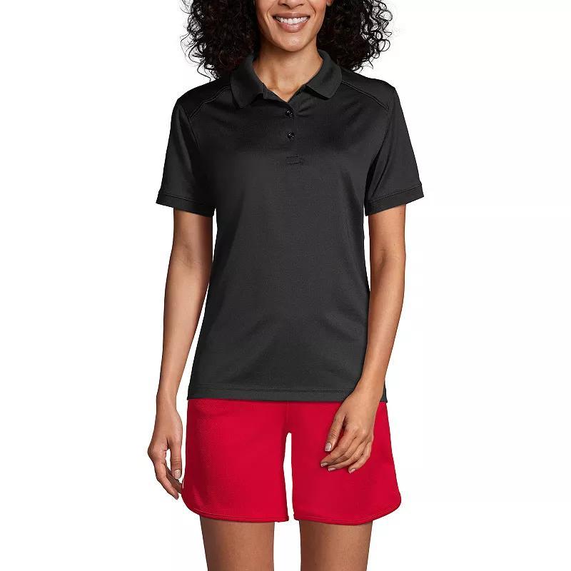 Womens Lands End Short Sleeve Rapid Dry Polo Shirt Dark Blue Product Image