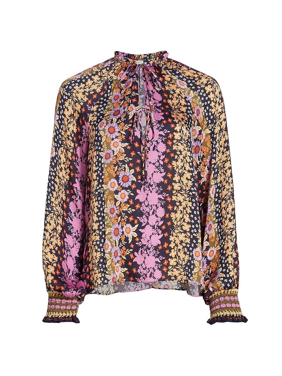 Womens Demi Floral Balloon-Sleeve Top Product Image