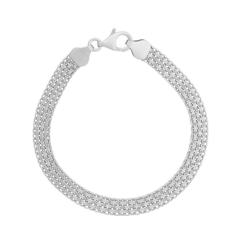 Giorgio di Vicenza Sterling Silver Italian Bismark Chain Bracelet, Womens White Product Image