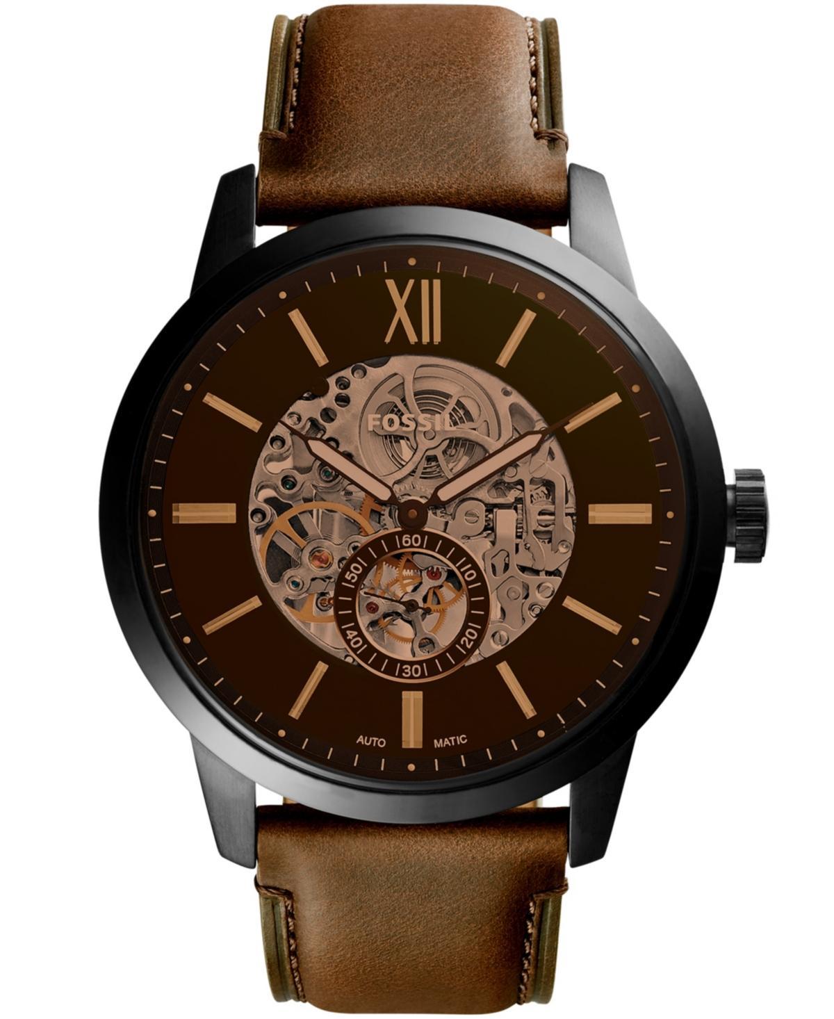 Fossil Mens Townsman Brown Leather Strap Watch 48mm Product Image