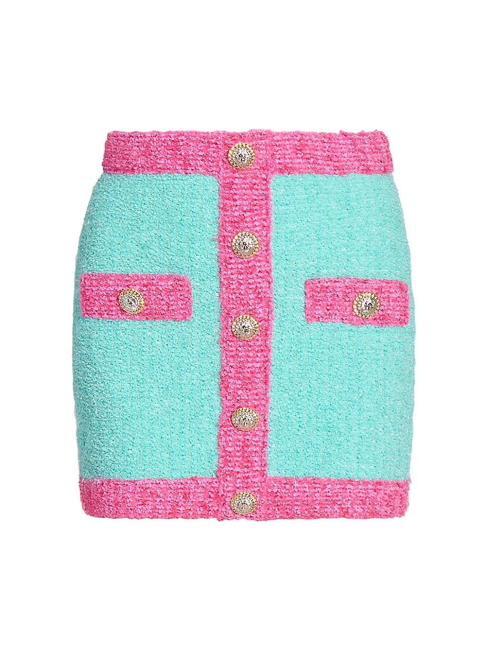 Womens Colorblocked Boucl-Knit Miniskirt Product Image