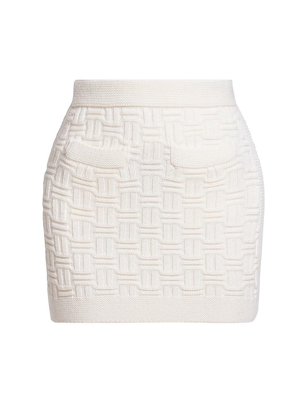 Womens Wool Column-Stitch Miniskirt Product Image