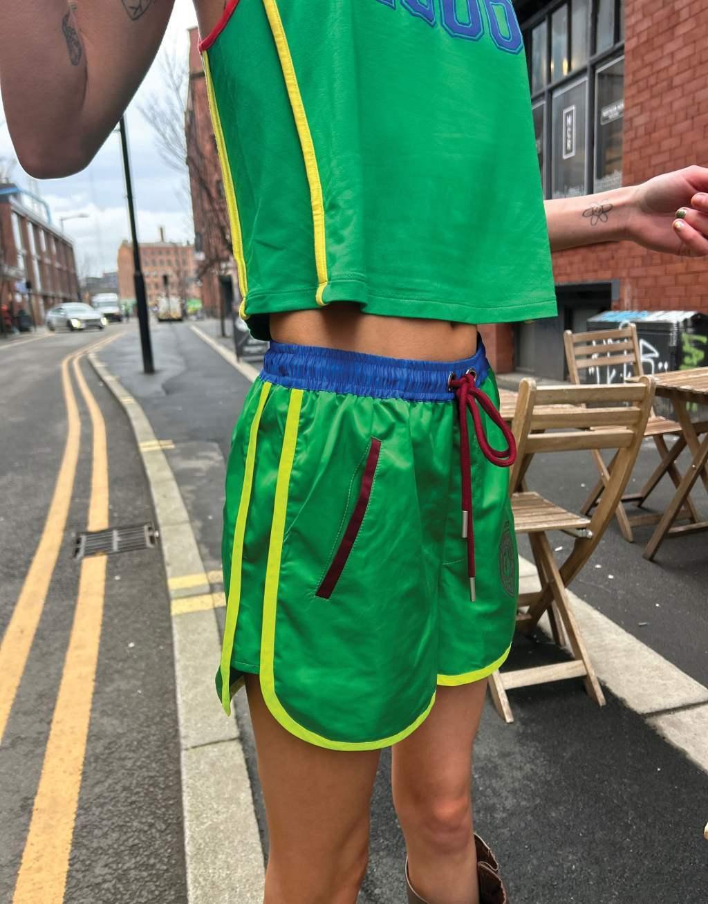 Labelrail x Daisy Birchall mini soccer shorts in green Product Image