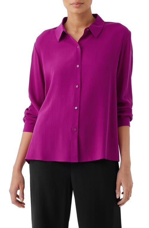 Eileen Fisher Classic Collar Easy Silk Button-Up Shirt Product Image