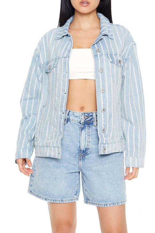 Striped Denim Trucker Jacket | Forever 21 Product Image