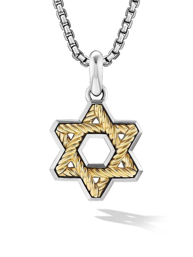 Mens Cable Star of David Amulet in Sterling Silver with 18K Yellow Gold, 19MM Product Image