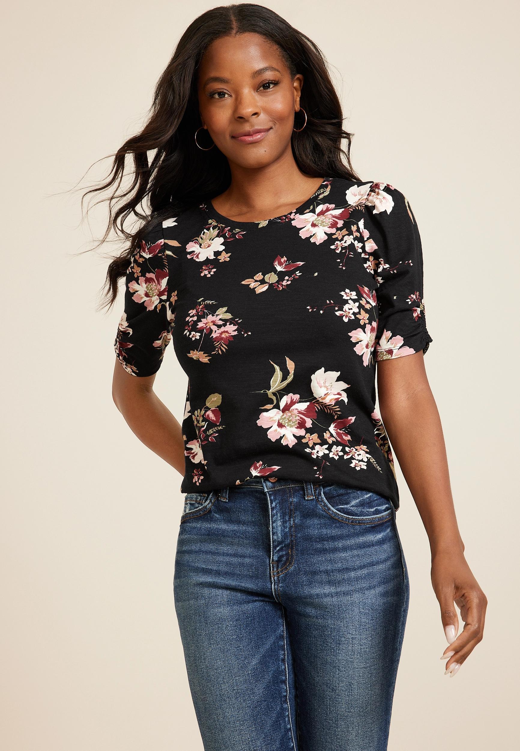 Maurices Womens X Small Size Parktown Floral Puff Sleeve Top Product Image