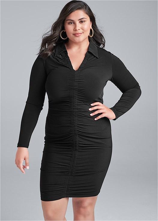 Collared Bodycon Midi Dress Product Image