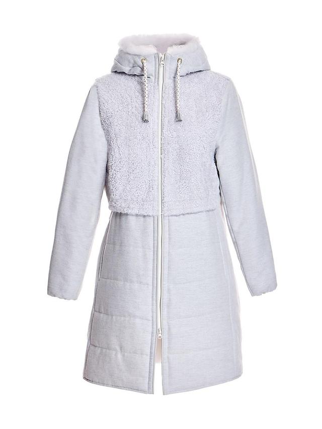 Womens Pieced Wool & Shearling Hooded Jacket Product Image