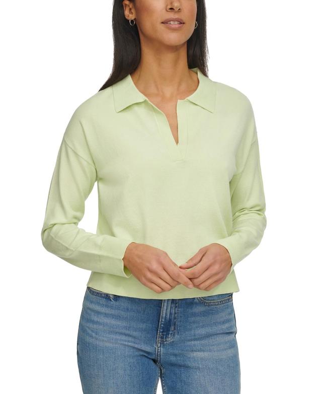 Calvin Klein Jeans Womens Long Sleeve Polo Collar Top Product Image