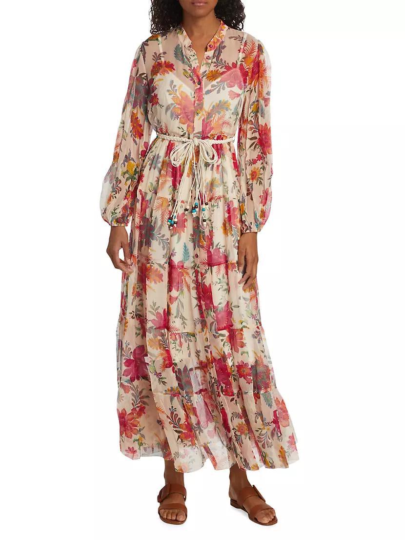 Ginger Tiered Silk Maxi Dress Product Image