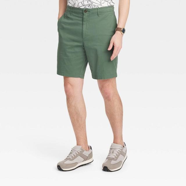 Mens 9 Slim Fit Flat Front Chino Shorts - Goodfellow & Co Teal 29 Product Image