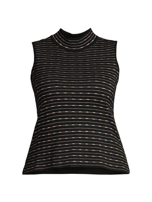 Womens Shimmer Stripe Mockneck Tank Top Product Image