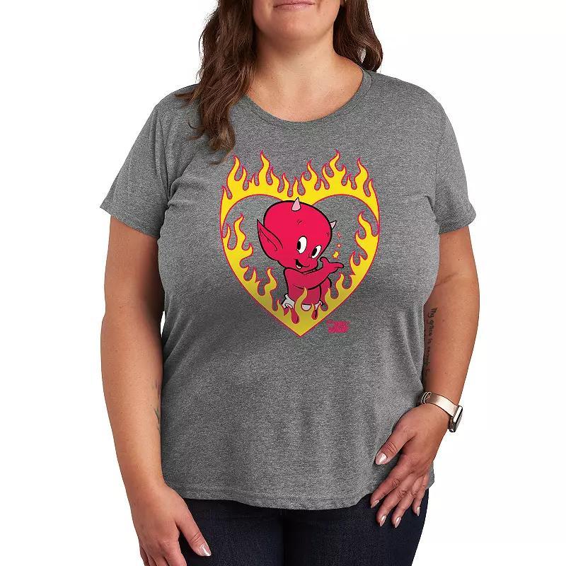 Plus Mushroom Heart Graphic Tee, Womens Grey Royal Blue Product Image