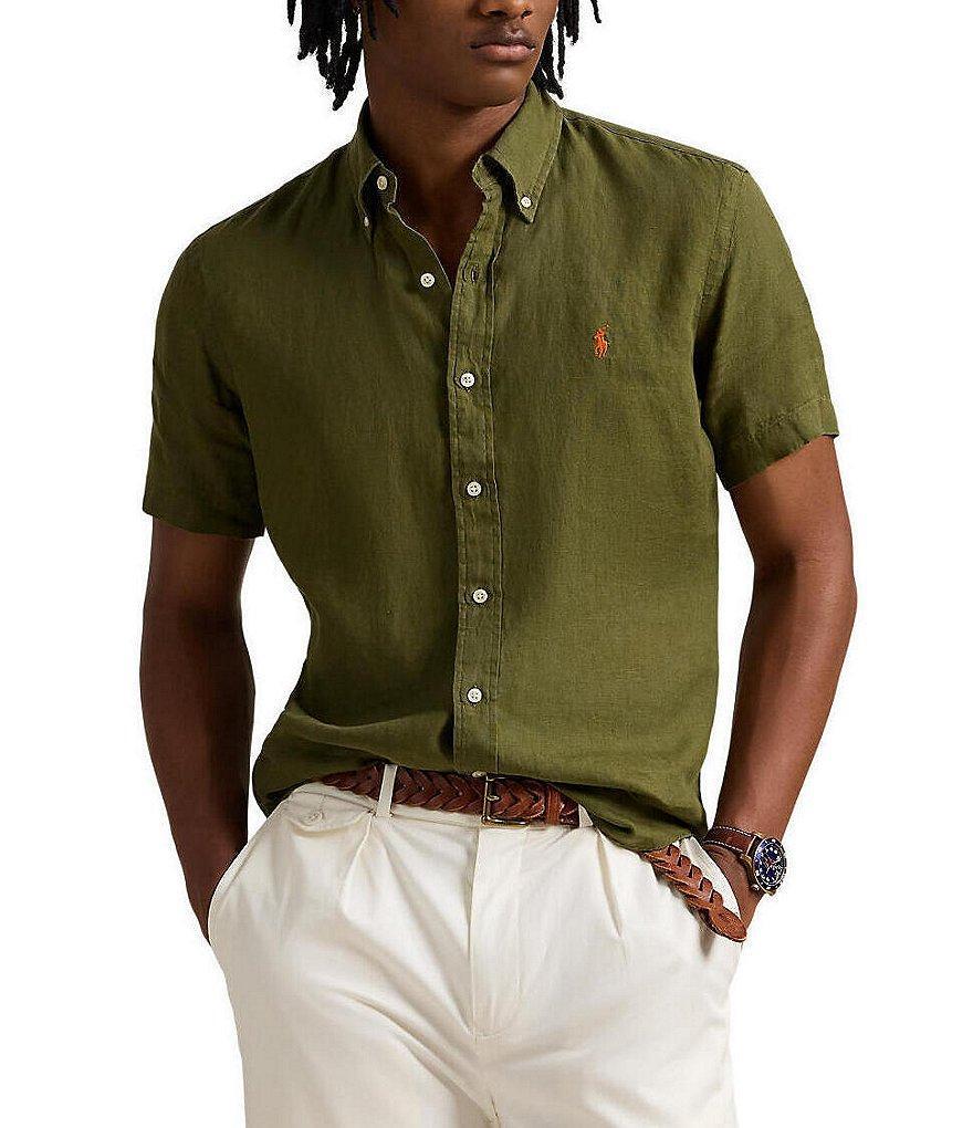 Polo Ralph Lauren Solid Linen Short Sleeve Woven Shirt Product Image