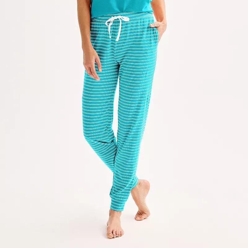 Womens Sonoma Goods For Life Cotton Modal Cuffed Sleep Pants Blue Stripe Product Image