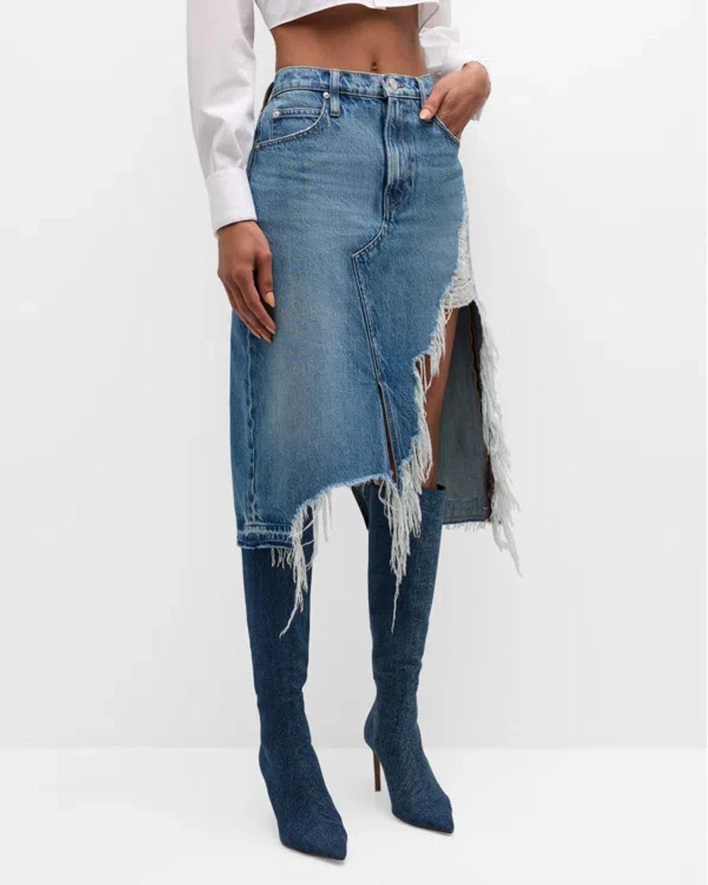 FRAME Deconstructed Frayed Denim Skirt In Salem product image