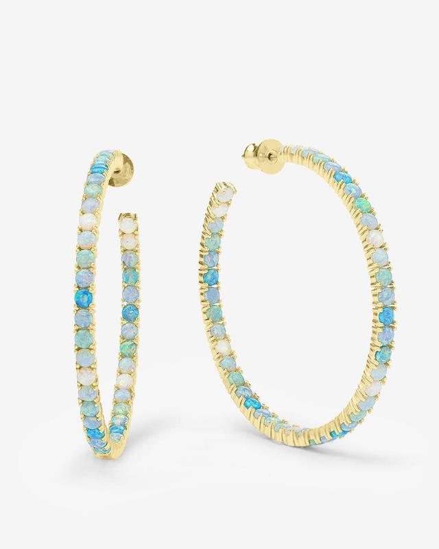 Heiress Ombré Hoops 2" - Gold|Blue Opal Ombré Product Image