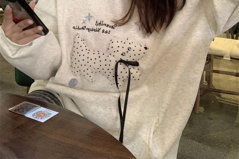 Drawstring Dog Applique Oversized Hoodie Product Image