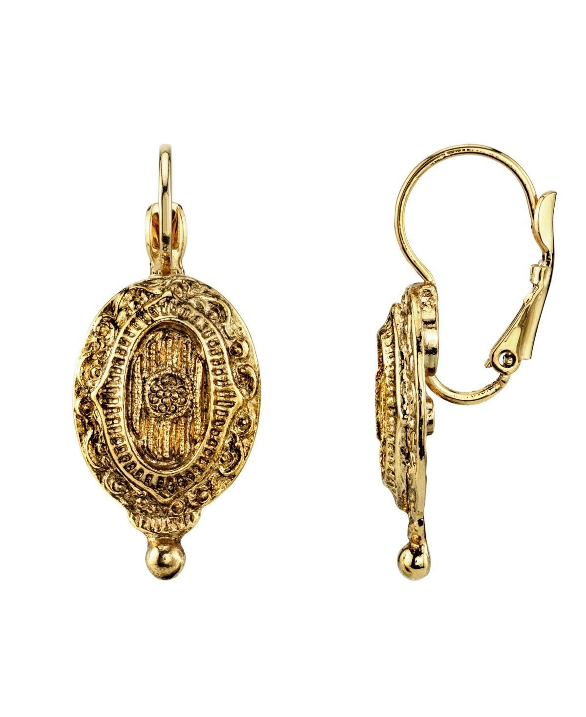 1928 Gold Tone Textured Oval Earrings, Womens Product Image