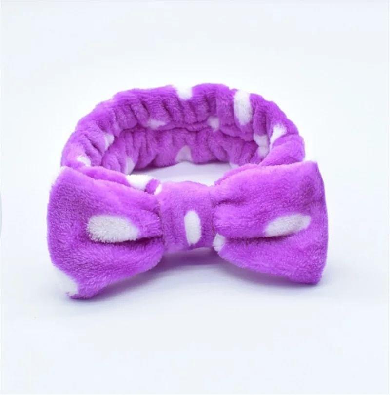 Polka Dot Coral Fleece Face Wash Headband (Various Designs) Product Image