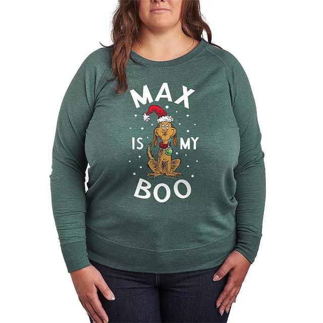 Plus Size Dr. Seuss The Grinch Max Is My Boo Lightweight French Terry Sweatshirt, Womens Grey Indigo Product Image