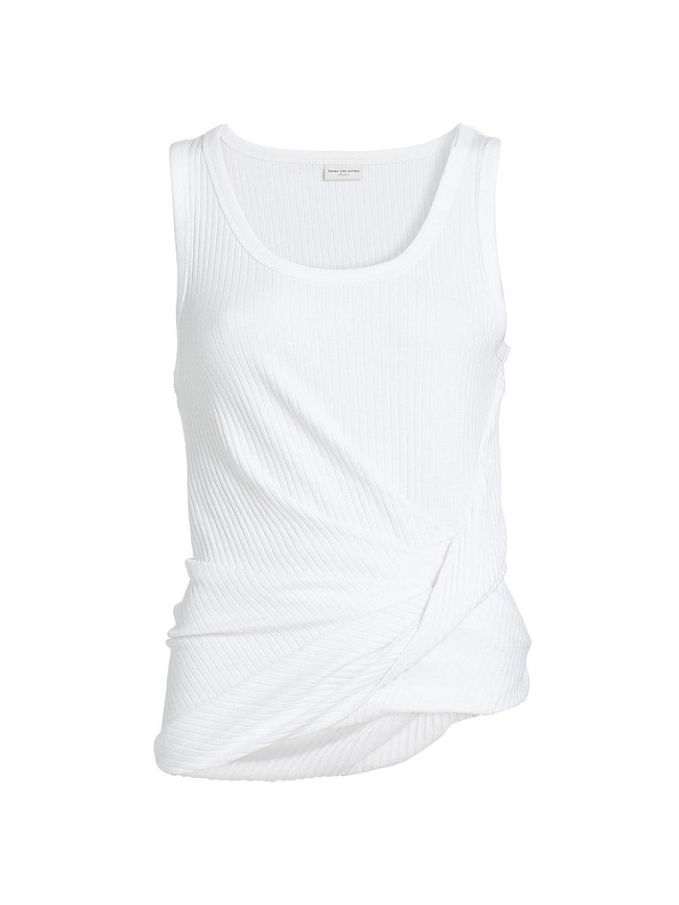 Womens Hoga Gathered Cotton Rib-Knit Tank Product Image