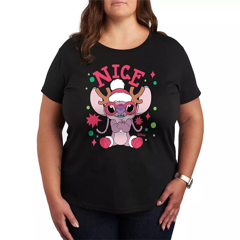 Disneys Lilo and Stitch Plus Size Nice List Graphic Tee, Womens Product Image