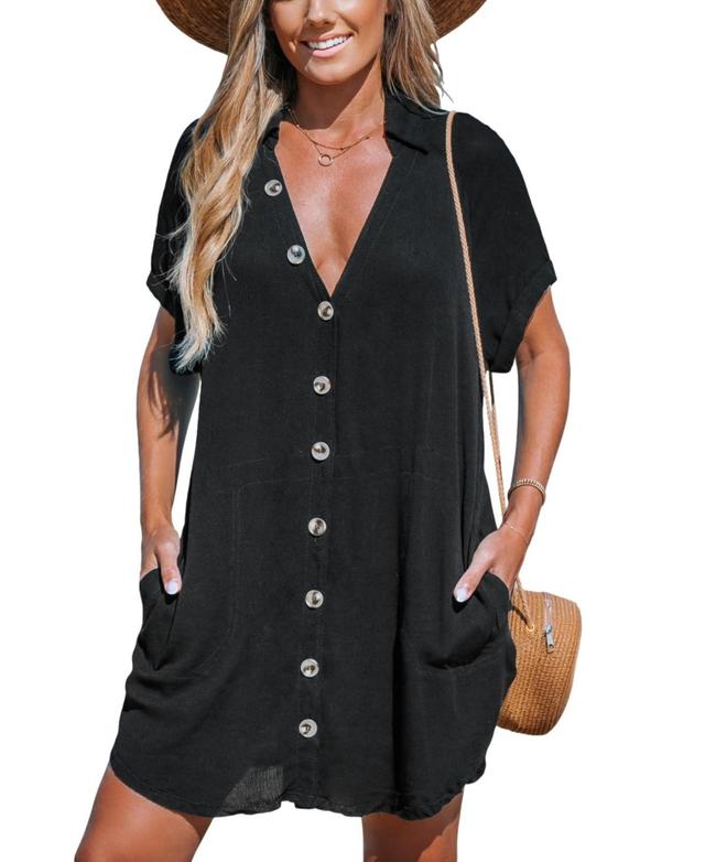 Cupshe Womens Collared Front Button Cover-Up Product Image