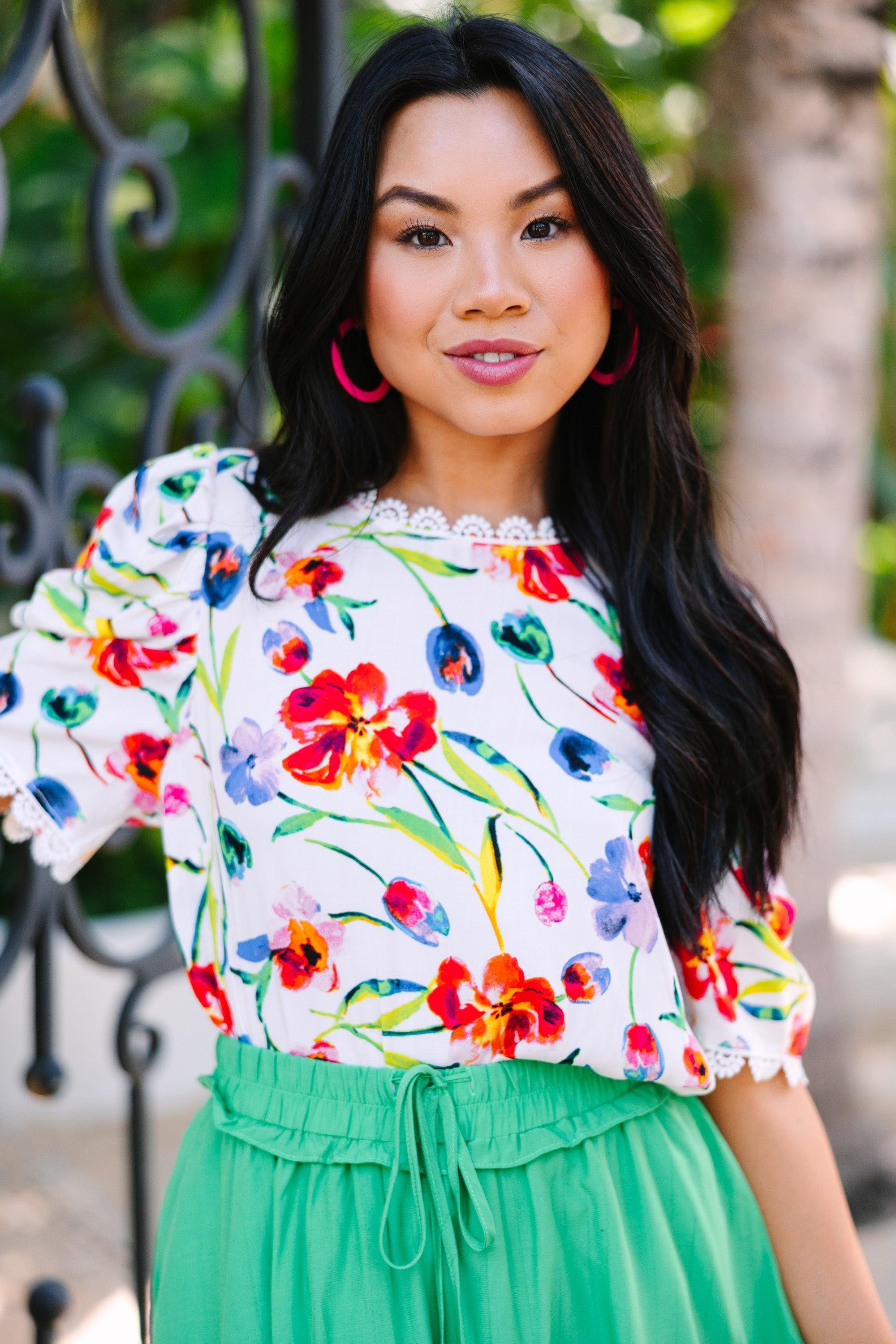 Been Through It All Ivory White Floral Blouse Female Product Image