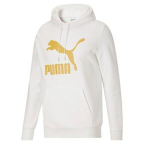 PUMA Classics Men's Logo Hoodie FL in White/Bamboo Product Image