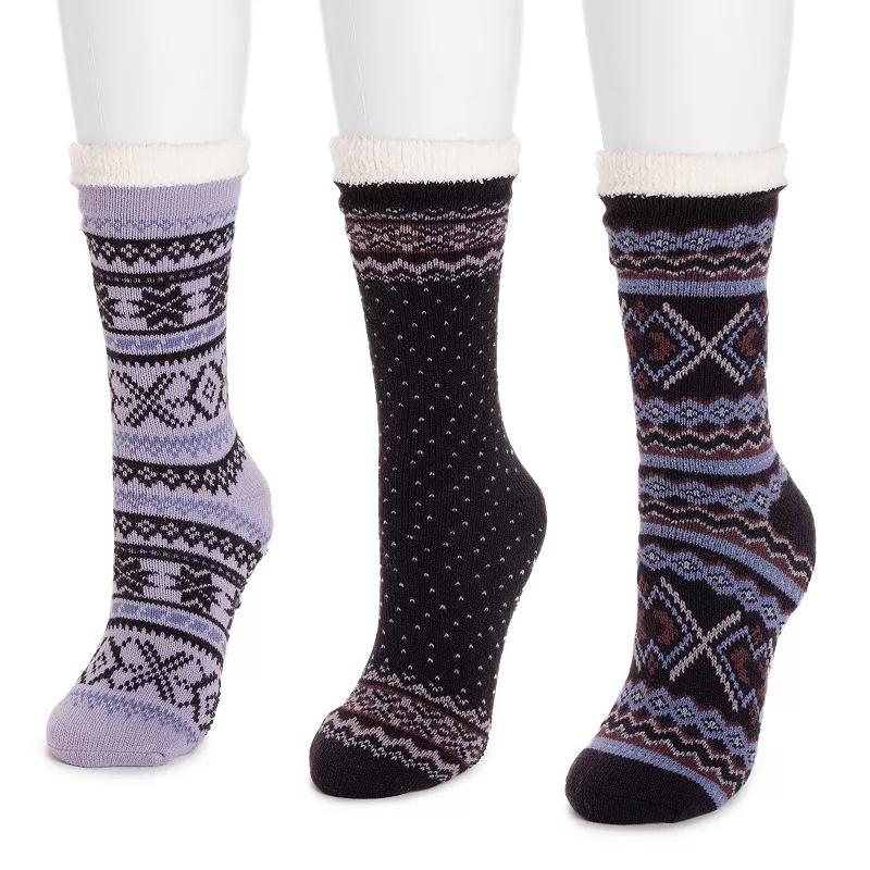 Womens MUK LUKS 3-Pk. Tall Cozy Lined Lounge Socks Product Image