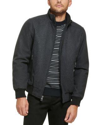 Calvin Klein Mens Wool Bomber Jacket With Knit Trim Product Image