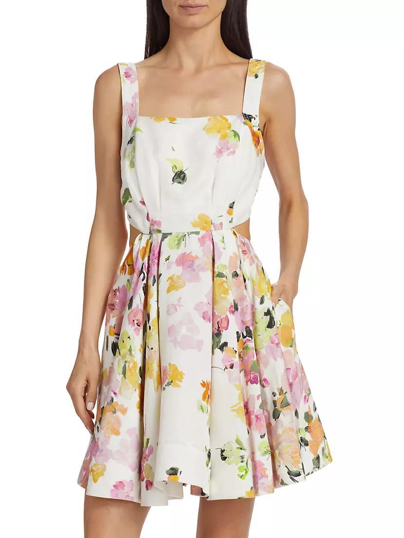 Clara Floral Linen-Blend Minidress Product Image