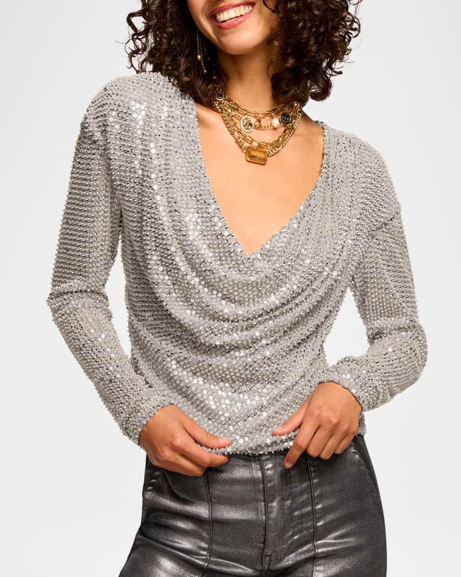 Leon Sequined Cowl-Neck Blouse Product Image