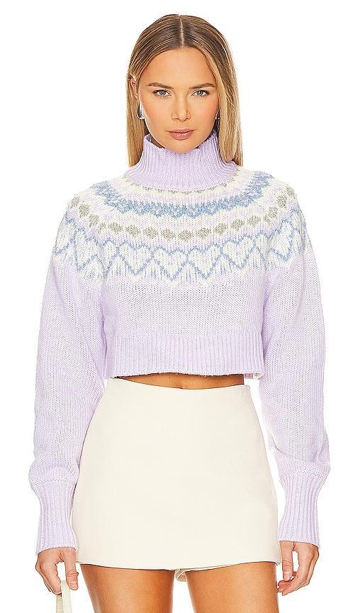 MAJORELLE Tamera Fairisle Sweater in Lavender. Size L, S, XL, XS. Product Image