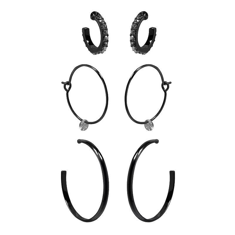 LC Lauren Conrad 3-Pair Mini Hoop Trio Earring Set, Womens, Clear Product Image