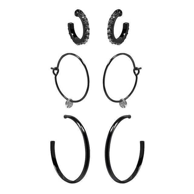 LC Lauren Conrad 3-Pair Mini Hoop Trio Earring Set, Womens, Clear Product Image