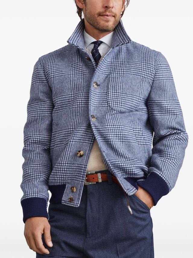 BRUNELLO CUCINELLI Checked Shirt Jacket In Blue Product Image