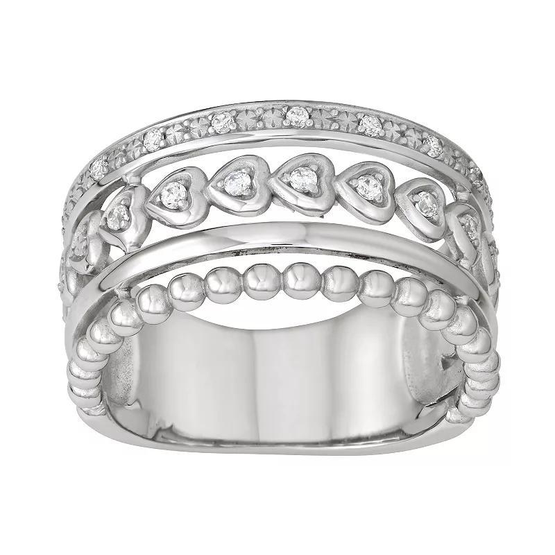 Sterling Silver Cubic Zirconia Multi-Row Ring, Womens Product Image