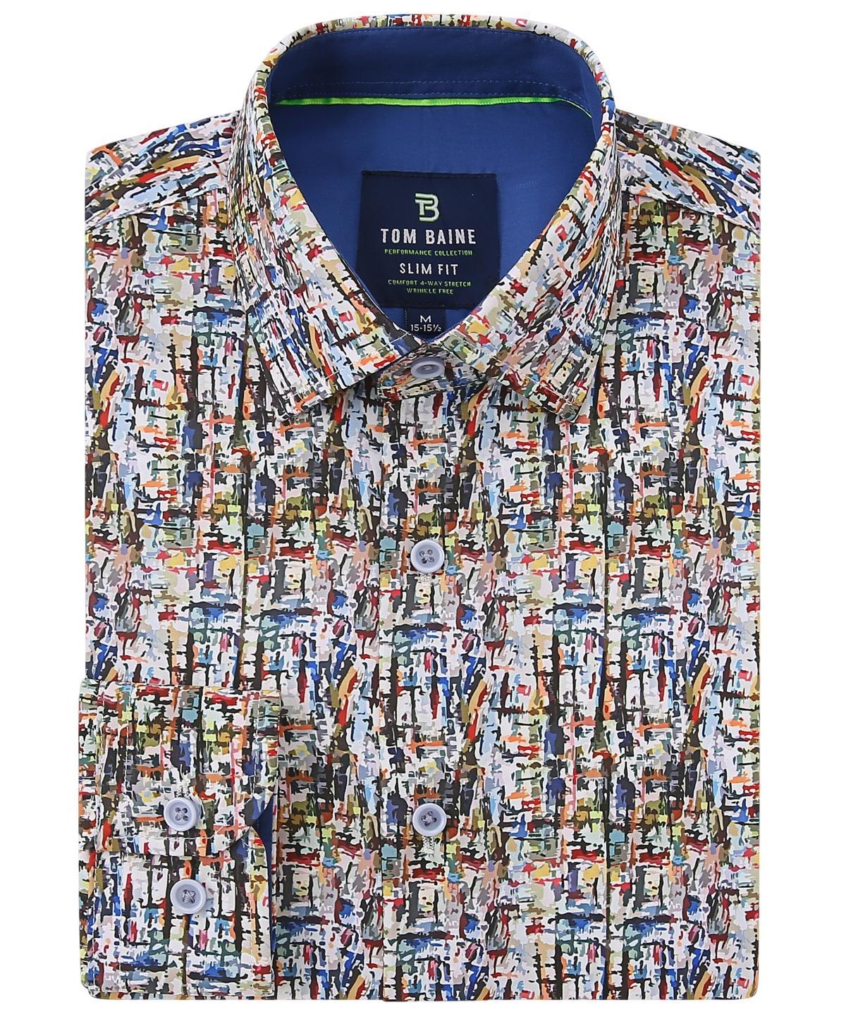 Tom Baine Mens Performance Slim Fit Flamingo Shirt - Navy Product Image