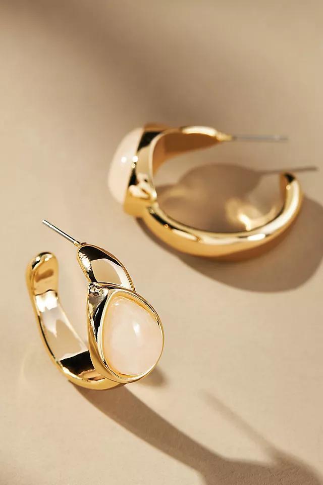 Stone-Inset Hoop Earrings Product Image