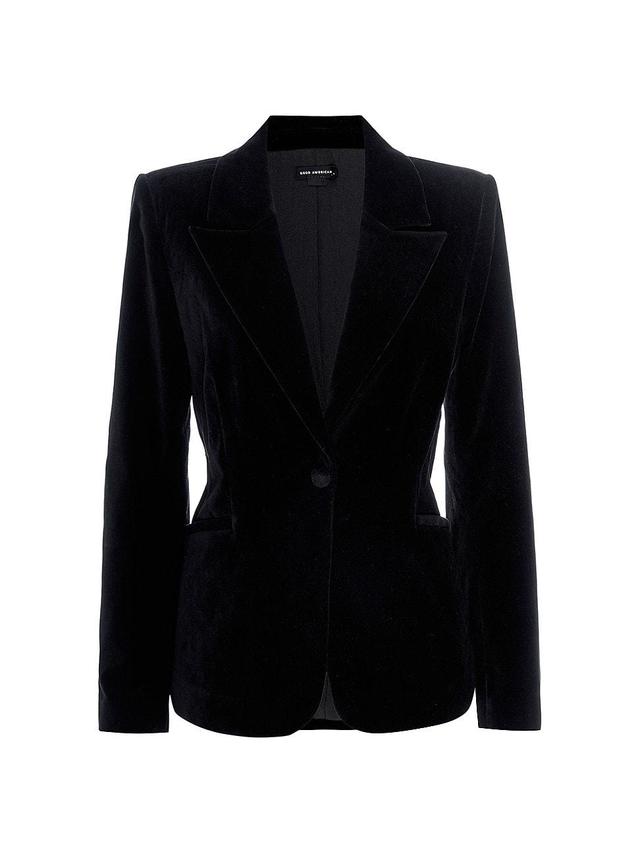 Womens Velvet Single-Breasted Blazer Product Image