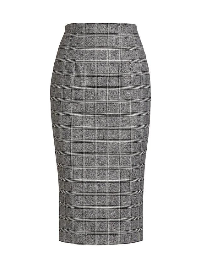 Womens Wool-Blend Plaid Pencil Midi-Skirt Product Image