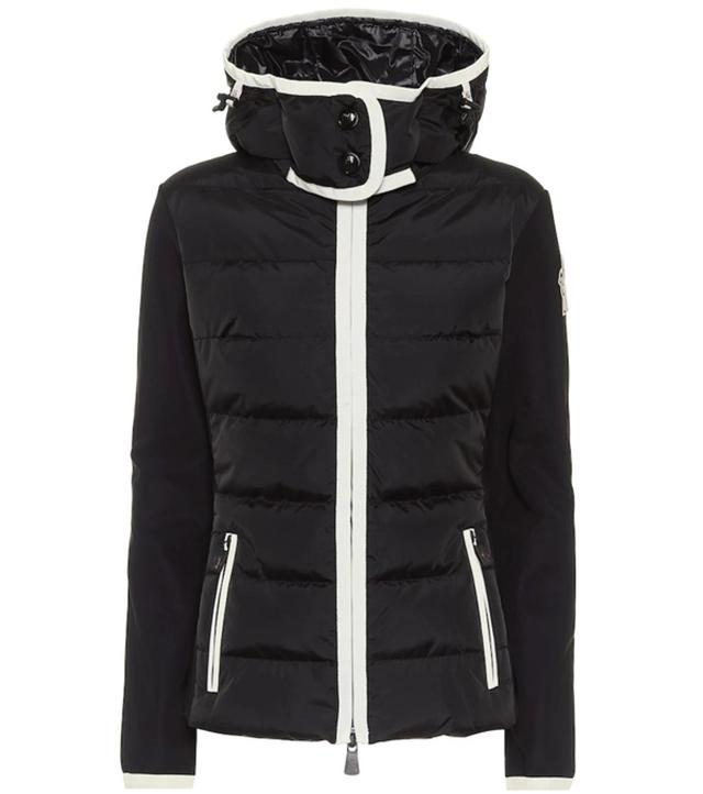 MONCLER Logo-patch Jersey-sleeve Quilted Down Jacket In Black Product Image