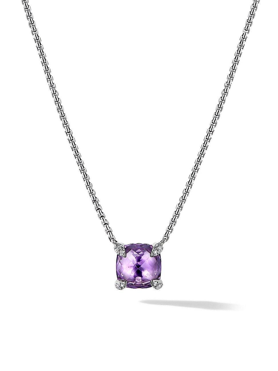 Womens Petite Chatelaine Pendant Necklace with Pave Diamonds Product Image