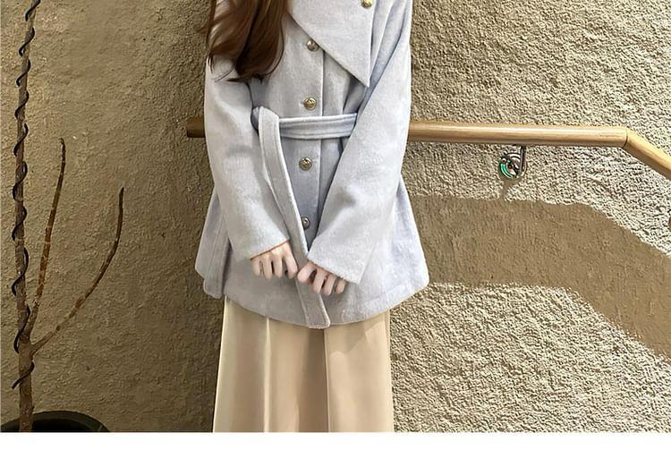 Button-Up Wrapped Plain Coat Product Image